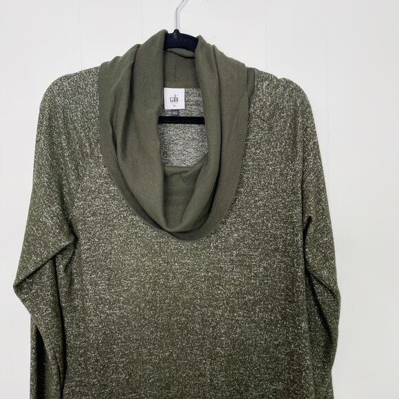 CAbi Solice Olive Green Cowl Neck Dress Medium M #4016 Long Sleeve Sweater Soft - Picture 3 of 10